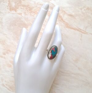 Artisan Handmade Cotton Candy Turquoise 925 Sterling Silver Size 8